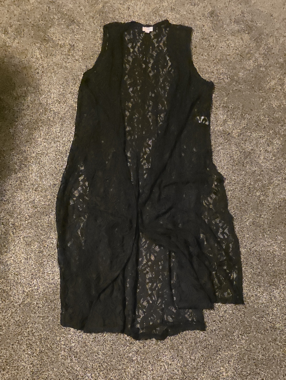 LuLaRoe Black Lace Sleeveless Duster Vest